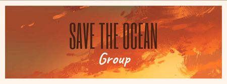 Call to Saving Ocean with Scenic Sunset Facebook cover Modelo de Design