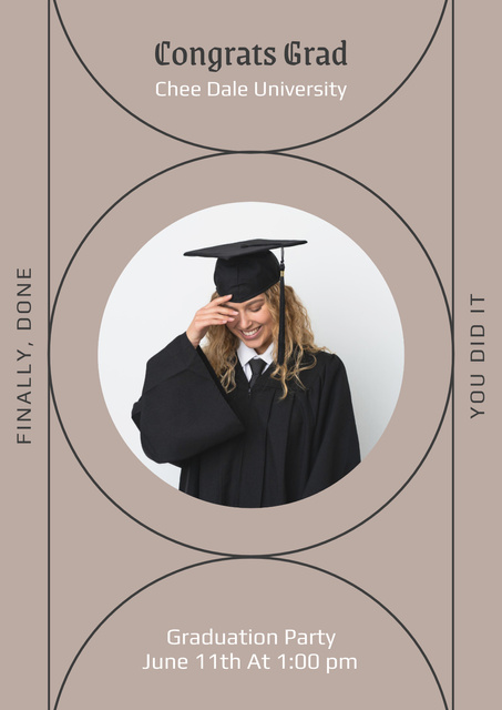 Template di design Graduation Party Announcement with Cute Girl Student Poster