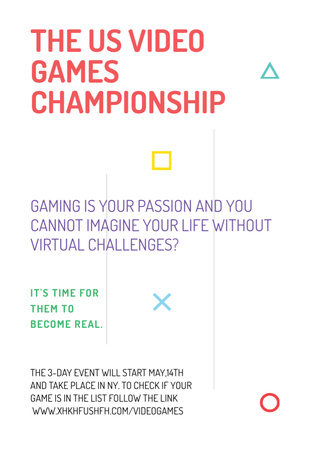 Platilla de diseño Video Games Championship announcement Flayer