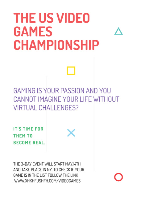 Designvorlage Video Games Championship Info für Flayer