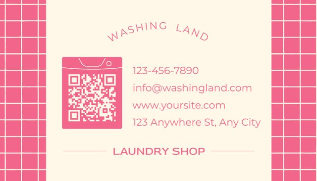 Szablon projektu Laundry Service Promo in Pink Business Card US