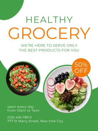 Healthy Grocery Products Sale Offer Poster US Design Template