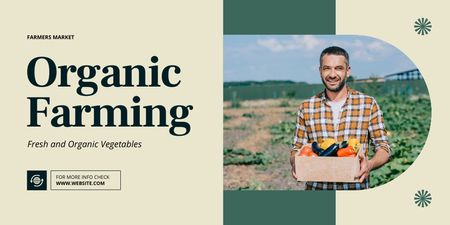 Agricultor com caixa de alimentos orgânicos Twitter Modelo de Design
