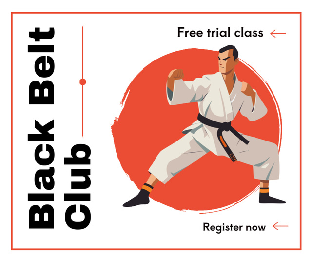 Offer of Free Trial Class in Black Belt Club Facebook Πρότυπο σχεδίασης