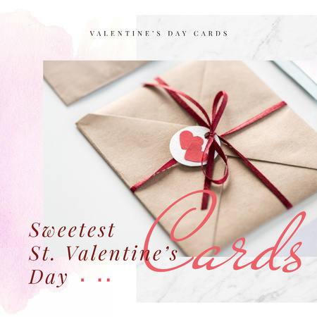 Valentine's Day Envelope with Hearts Instagram AD Design Template