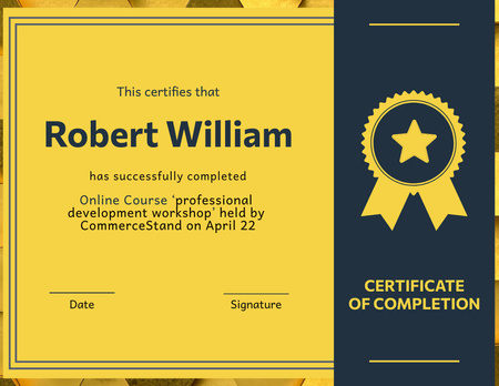 Ontwerpsjabloon van Certificate van Award for Successful Completion of Online Course