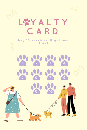 Pets Loyalty Card Postcard 4x6in Vertical Design Template