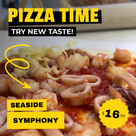 New Taste Pizza Offer In Pizzeria Animated Post Design Template