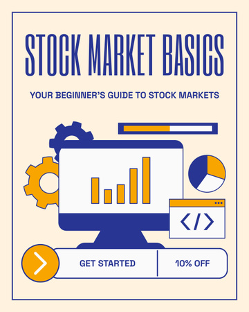 Modèle de visuel Bases du trading sur les marchés boursiers pour les débutants - Instagram Post Vertical
