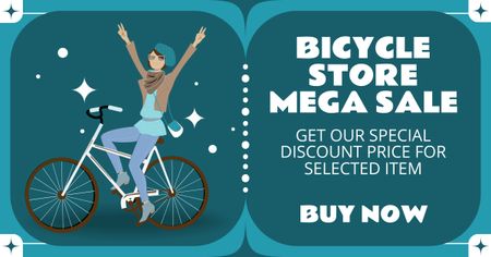 Ontwerpsjabloon van Facebook AD van Mega-uitverkoop in fietsenwinkel