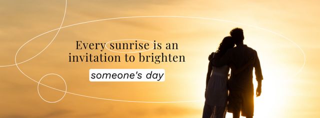 Phrase with Cute Couple watching Sunrise Facebook cover Design Template