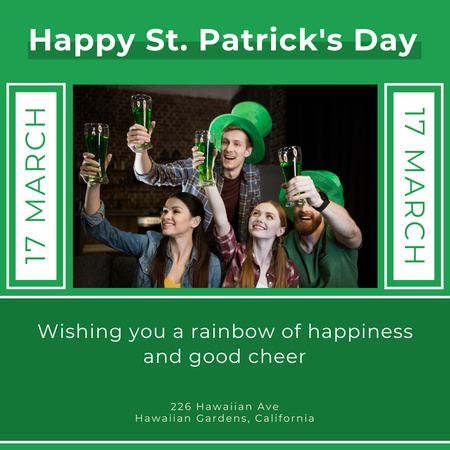 Ontwerpsjabloon van Instagram van Gelukkige St. Patrick's Day-groeten met een leuk jong bedrijf