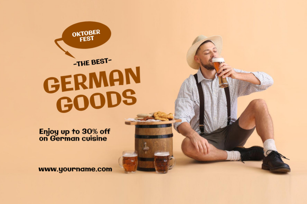 German Goods Ad On Oktoberfest With Discount Postcard 4x6in – шаблон для дизайна