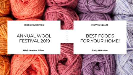 Plantilla de diseño de Knitting Festival Wool Yarn Skeins FB event cover 