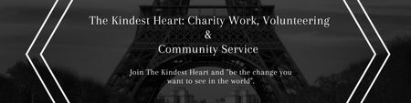 Plantilla de diseño de Oferta de voluntariado y servicio comunitario con la Torre Eiffel Twitter 