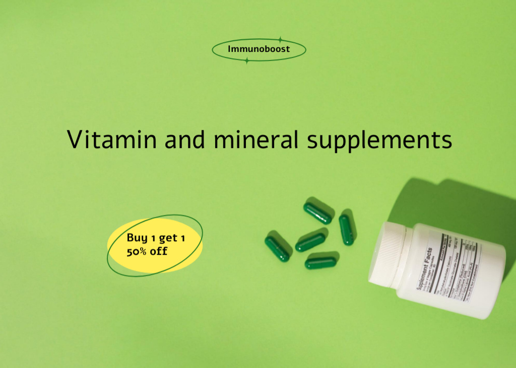 Jar with Nutritional Supplements Flyer 5x7in Horizontal Πρότυπο σχεδίασης