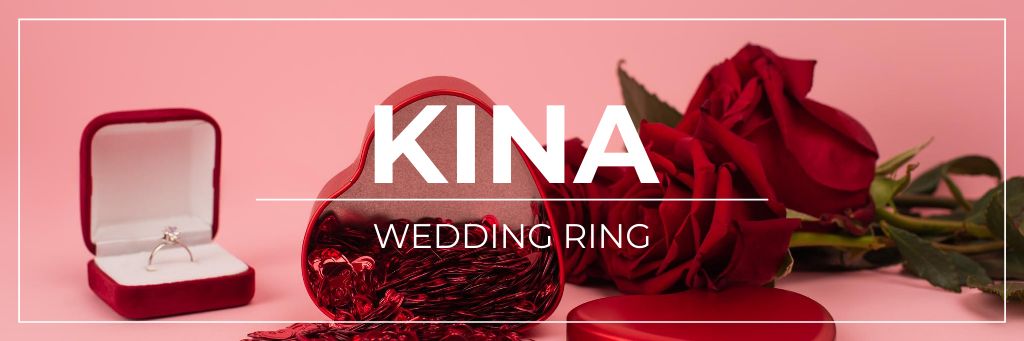 Sale of Wedding Rings with Red Rose Email header tervezősablon