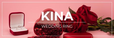 Sale of Wedding Rings with Red Rose Email header Design Template