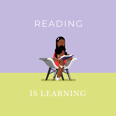 Szablon projektu Black Mother reading Book to Kid Animated Post