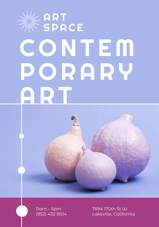 Modèle de visuel Annonce d'exposition d'œuvres d'art expressives en violet - Poster 28x40in