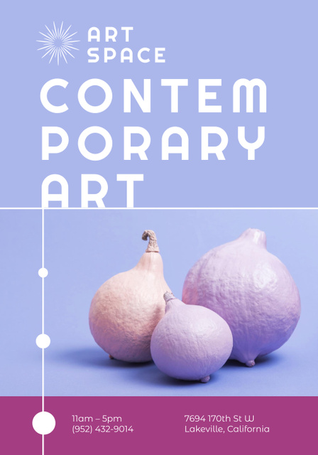 Expressive Artworks Exhibition Announcement In Purple Poster 28x40in Tasarım Şablonu