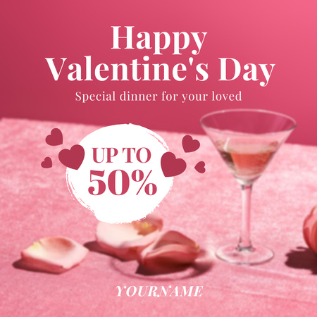 Valentine's Day Special Dinner Discount Instagram AD Design Template