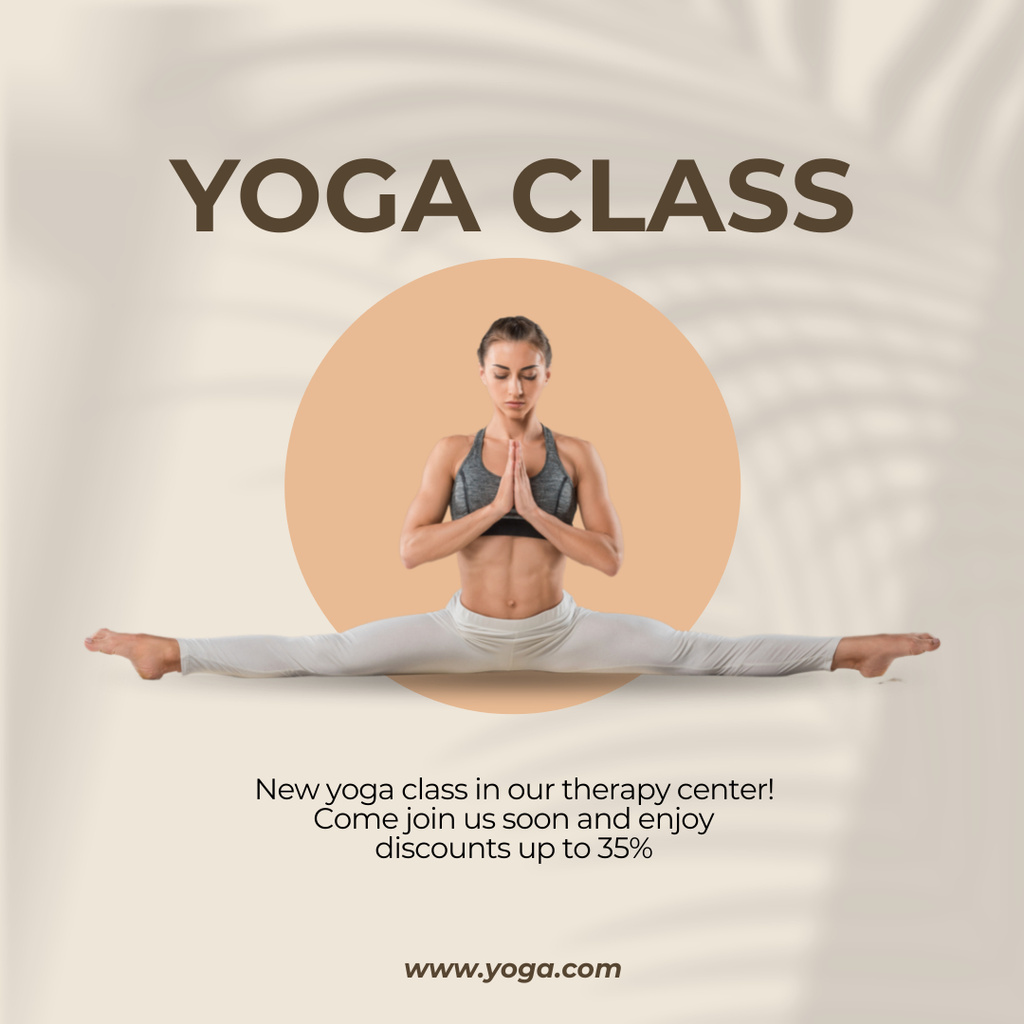 Plantilla de diseño de Mindful Yoga Course Announcement With Discount Instagram 