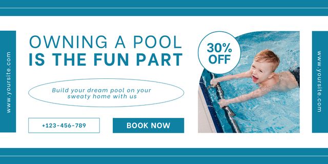 Affordable Deals on Pool Construction Services Twitter Design Template