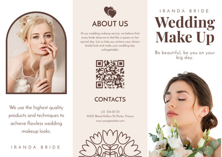 Ontwerpsjabloon van Brochure van Wedding Makeup Offer with Beautiful Brides