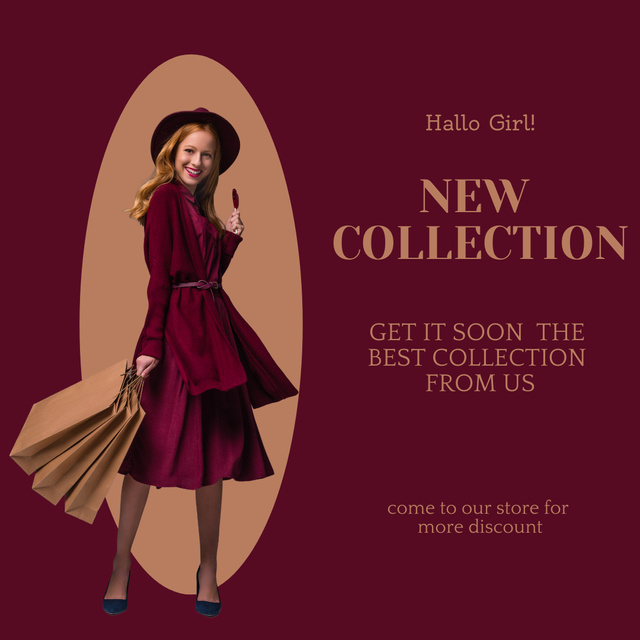 Female Fashion Clothes Sale Ad Instagramデザインテンプレート