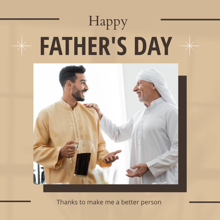 šťastný den otců pozdravy s otcem a synem Instagram Šablona návrhu