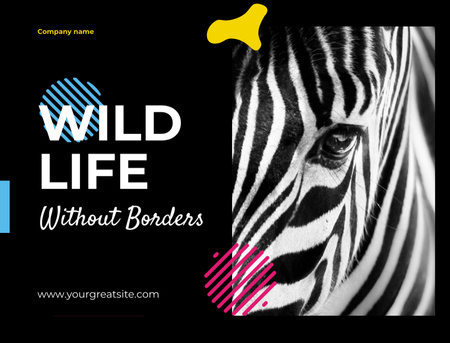 Template di design Animale zebra selvatica Postcard 4.2x5.5in