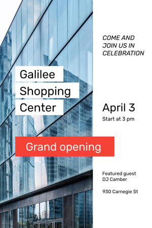 Grand Opening Shopping Center Glass Building Flyer 4x6in Design Template