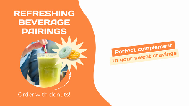Plantilla de diseño de Refreshing Drinks With Sweet Donuts At Shop Full HD video 
