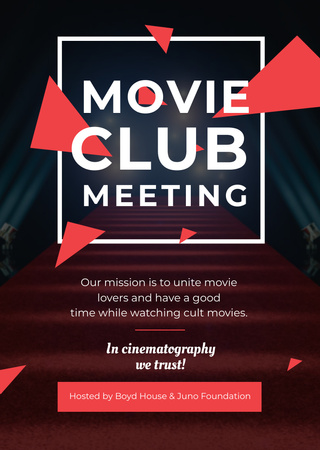 Movie Club Meeting Announcement with Vintage Projector Flyer A6 Design Template