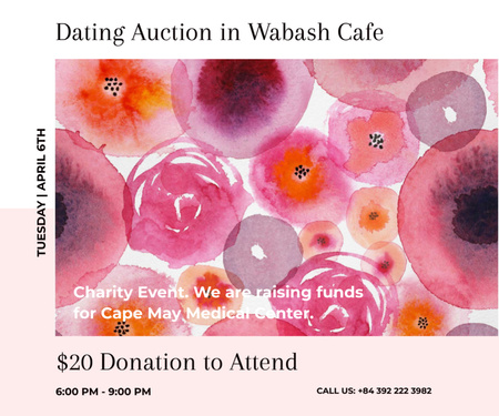 Cafe Dating Auction Announcement Medium Rectangle Design Template