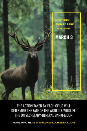 Eco Event announcement with Wild Deer Flyer 4x6in Design Template