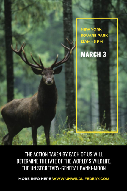 Eco Event Announcement with Deer in Woods Flyer 4x6in Design Template