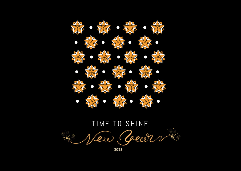 New Year Cheers with Shiny Pattern Postcard Design Template