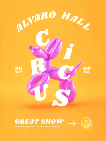 Circus Show Announcement with Inflatable Dog Poster US tervezősablon