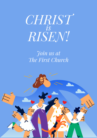 Easter Church Worship Announcement Flyer A4 Design Template