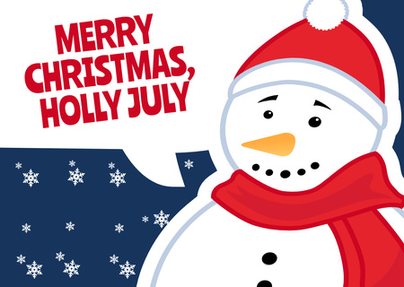 Cute Snowman for Christmas in July  Postcard Design Template