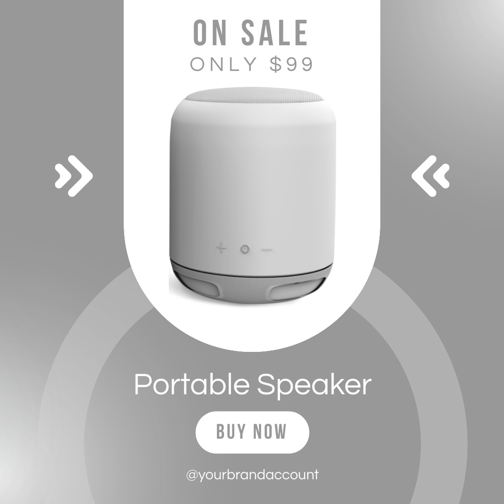 Sale Announcement Portable Speaker on Gray Instagramデザインテンプレート