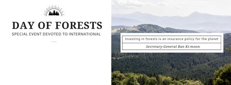 Platilla de diseño International Day of Forests Event Scenic Mountains Facebook cover