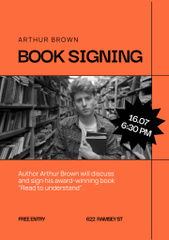 Book Signing Announcement with Young Man