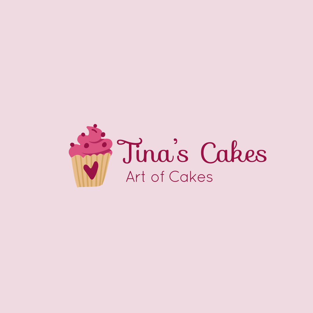 Sweets Store Offer with Pink Delicious Cupake Logo Modelo de Design