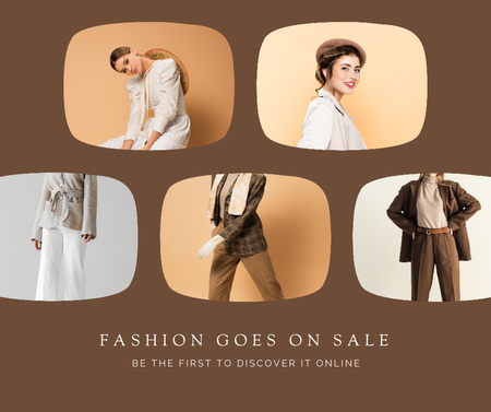 Women's Fashion Collection Offer in Pastel Colors Facebookデザインテンプレート