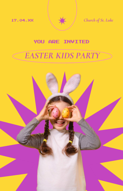 Ontwerpsjabloon van Flyer 5.5x8.5in van Easter Invitation to a Party for Children