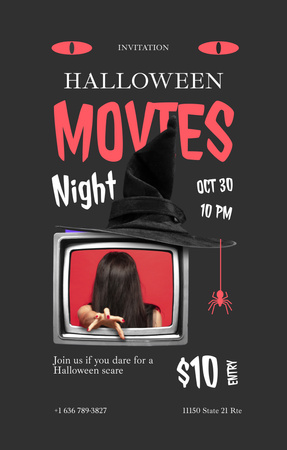 Modèle de visuel Halloween Movies Announcement - Invitation 4.6x7.2in