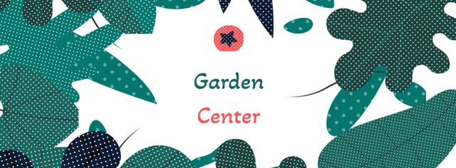 Garden Center Ad in Leaves Frame Facebook cover Design Template